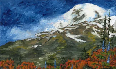 Mt Rainier Spring in Oil
