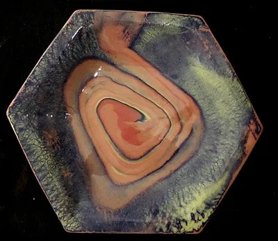 Hand  built serving dish colored clay