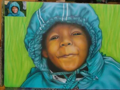 When Kam was little (Airbrush on Illustration board)