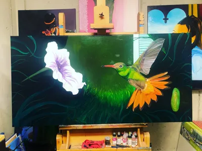 Hummingbird (oil on canvas)