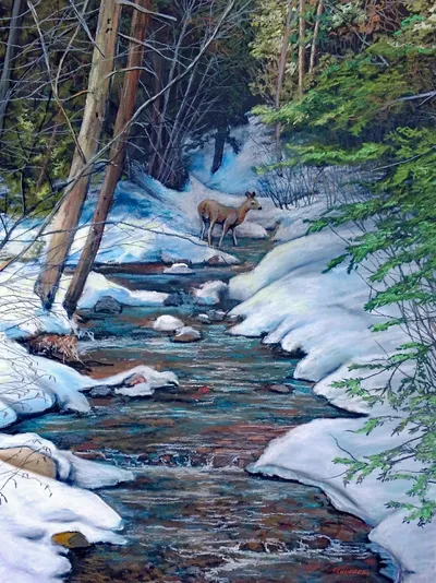 Mountain Stream, pastel