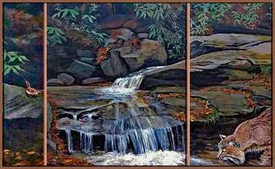 Wayside Wildcat Falls, 3'X5' three panel acrylic painting