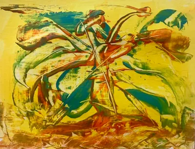 Succulents-acrylics on cardboard